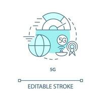 Fifth generation turquoise concept icon. Wireless network. Trend in web technology abstract idea thin line illustration. Isolated outline drawing. Editable stroke vector
