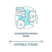 Accelerated mobile pages turquoise concept icon. Digital industry transformation abstract idea thin line illustration. Isolated outline drawing. Editable stroke vector