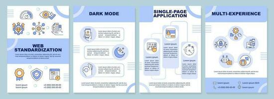 Web standardization brochure template. Digital trends. Leaflet design with linear icons. Editable 4 vector layouts for presentation, annual reports