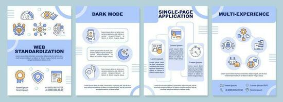 Web standardization brochure template. Digital trends. Leaflet design with linear icons. Editable 4 vector layouts for presentation, annual reports