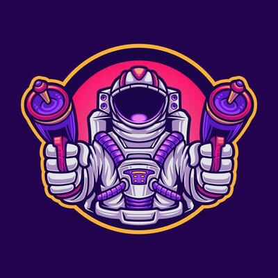 Astronaut shooting with weapon tshirt illustration design