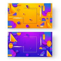 Abstract geometric elements decorated on background in two color option. vector