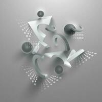 3D Abstract Geometric Elements On Glossy Grey Background. vector