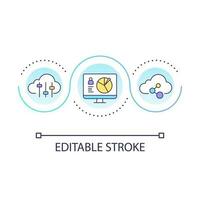 Virtual storage for personal data loop concept icon. Cloud computing. Information analytics abstract idea thin line illustration. Isolated outline drawing. Editable stroke vector
