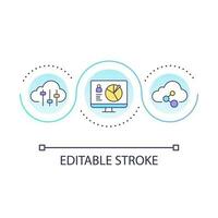 Virtual storage for personal data loop concept icon. Cloud computing. Information analytics abstract idea thin line illustration. Isolated outline drawing. Editable stroke vector