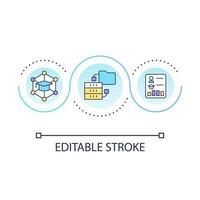 Digitization of education industry loop concept icon. E learning resources. Online studying abstract idea thin line illustration. Isolated outline drawing. Editable stroke vector