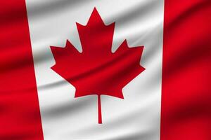 Realistic waving flag of Canada. Fluttering textile canadian flag. Canadian ensign. The Maple Leaf. vector