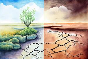 Concept of drought, climate change and global warming. photo