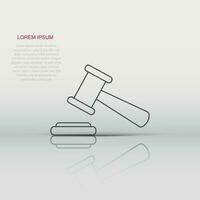 Vector auction hammer icon in flat style. Court tribunal sign illustration pictogram. Hammer business concept.