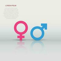 Vector gender icon in flat style. Men and women sign illustration pictogram. Sex business concept.