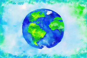 Earth day celebration blue background. photo