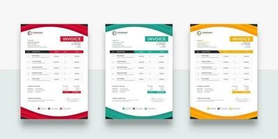 clean and simple business invoice template. creative invoice Template Paper Sheet Include Accounting, Price, Tax, and Quantity. With color variation Vector illustration of Finance