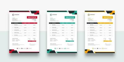 Modern and creative business invoice template. creative invoice Template Paper Sheet Include Accounting, Price, Tax, and Quantity. With color variation Vector illustration of Finance