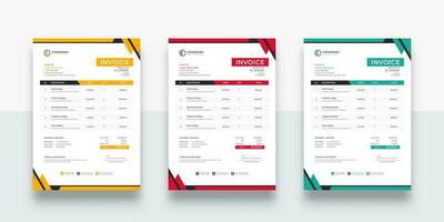 professional business invoice template. creative invoice Template Paper Sheet Include Accounting, Price, Tax, and Quantity. With color variation Vector illustration of Finance