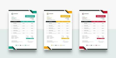 professional and clean business invoice template. creative invoice Template Paper Sheet Include Accounting, Price, Tax, and Quantity. With color variation Vector illustration of Finance