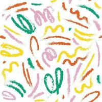 Seamless colorful pattern of squiggles on a white background, brush strokes vector