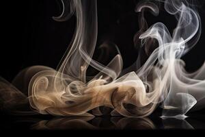 Light background with puffs of ivory smoke. Smoke whiffs and swirls. photo