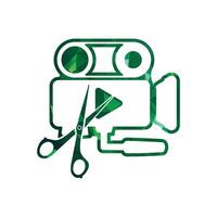 Media camera and Scissors icon video camera vector movie camera illustration.