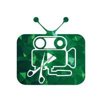 Media camera icon video camera with sensor vector movie camera illustration. inside shape of TV.