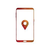 Smart phone logo design. mobile vector illustration with map pin location icon.