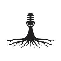 Wifi podcast micrófono icono con árbol vector diseño.