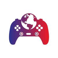 Game globe logo Icon design. online gamer world logo. globe and joy stick vector illustration .