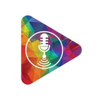 Wi-Fi Podcast microphone Icon inside play button pattern vector Design.