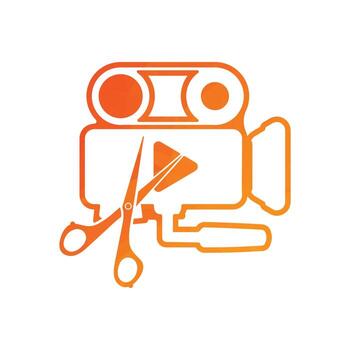 Media camera and Scissors and play button icon video camera vector movie camera illustration.