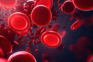 rojo sangre células. médico hematología antecedentes con eritrocitos generativo ai foto