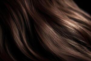 Beautiful dark hair background. Healthy smooth shiny hair. photo