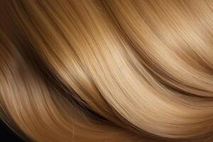Beautiful caramel honey hair background. Healthy smooth shiny hair. Generative AI photo