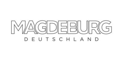 Magdeburg Deutschland, modern and creative vector illustration design featuring the city of Germany as a graphic symbol and text element, set against