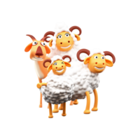 3d dessin animé Trois mouton et chèvre png