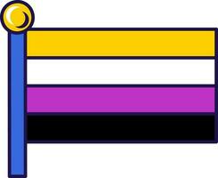 Outline Flagpole Flag Non Binary Pride vector