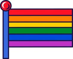 Outline Flagpole Flag Traditional Gay Pride vector