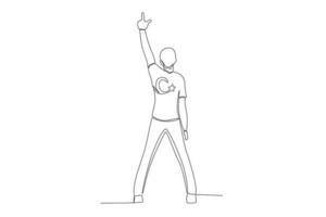 A man wearing a Turkish symbol while giving a hand pose vector