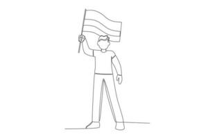 A man holding a Columbia flag vector