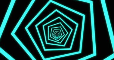 abstrato néon Pentágono túnel movimento fundo, digital futurista fundo, 3d, 4k desatado ciclo video