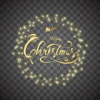 Golden Font of Merry Christmas in Rounded Lighting Garland vector