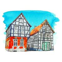 Architecture innenstadt germany watercolor hand drawn illustration isolated on white background vector