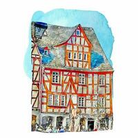 Architecture limburg germany watercolor hand drawn illustration isolated on white background vector