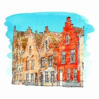 Architecture bruges belgium watercolor hand drawn illustration isolated on white background vector