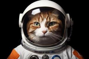 The cat astronaut wearing a space suit and a helmet. photo