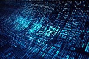 Digital binary data streaming binary code background. Matrix background with digits. photo