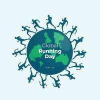 global running day design template for celebration. running people silhouette. running man and woman. jogging vector illustration. flat vector.