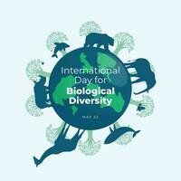 internacional día para biológico diversidad diseño modelo para celebracion. animales y plantas vector ilustración. biodiversidad vector diseño. plano animales y plantas vector ilustración