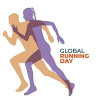 global running day design template for celebration. running people silhouette. running man and woman. jogging vector illustration. flat vector.