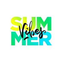 Summer vibes lettering. Vector minimalistic typography composition. Design for stickers, web, social media, prints, posters.