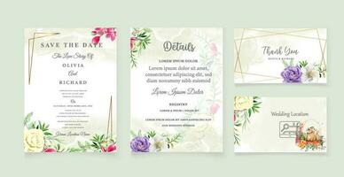 Wedding Invitation save the date thank you rsvp card Design template Vector Protea flower and Cherry blossom
