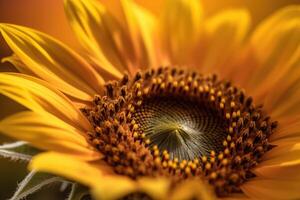 A sunflower in bloom. A striking macro shot. photo